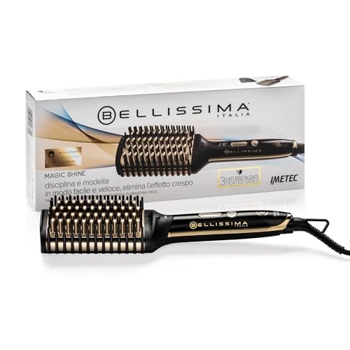 Offerta a tempo: BELLISSIMA IMETEC Magic Shine, Spazzola Elettrica Lisciante, 3 Lati Esterni Riscaldati, Spegnimento automatico, Tecnologia a Ioni, Ceramica, 160 °C - 210 °C - 52% da 99.99 € a 47.80 €