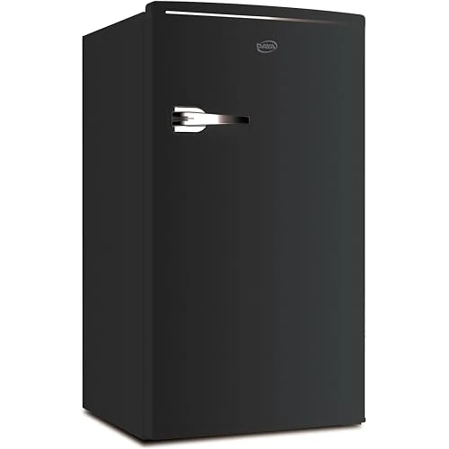 Daya VFTV-90B, koelkast met tafel, vintage design, ontdoost, E-klasse, inhoud 85 liter, vak nul graden, kleur: zwart