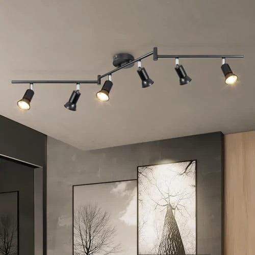 Begrenztes Angebot: LED Deckenstrahler Wohnzimmer - Deckenleuchte 6 Flammig Schwarz Deckenlampe Spot - GU10 Deckenspot Schwenkbar 350° - Drehbar Küchelampe Spot Strahler Decke Schlafzimmer Ohne Leuchtmittel von 25.43 EUR auf 25.43 EUR (Rabatt 0%)