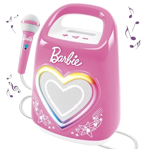 Lisciani - BARBIE PARTYMAKER - Altavoz y Micrófono High Tech - Karaoke para Niños a partir de 4 años - Micrófono y Altavoz Bluetooth - Conectividad con Smartphone - Efectos de luz - Música y Fiesta