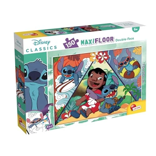 Tijdelijke aanbieding: Lisciani - DISNEY LILO & STITCH MaxiVloer Puzzel - 150 Stukjes - Voor Kinderen vanaf 6 jaar - 50x70 cm - Grote Puzzel Tropische Verkenning met Lilo en Stitch - Ontwikkelt Denkvermogen en Vaardigheid van 7.99 EUR naar 7.99 EUR (korting 0%)