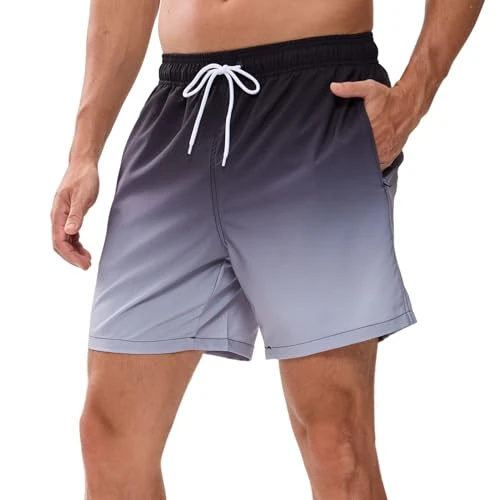 Offerta a tempo: Vorvowry Costume Uomo Mare Calzoncini Asciugatura Rapida Costumi da Bagno Impermeabile Boxer con Tasca Estivi Pantaloncini Uomo Colore Sfumatore per Nuoto Corsa Fitness L Nero Grigio - 21% da 18.99 € a 14.99 €