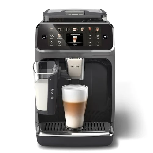 Philips 5500 Series Fully Automatic Espresso Machine – 20 Hot & Iced Coffees, Quick-to-Clean LatteGo Milk System, 40% quieter with SilentBrew, Less waiting with QuickStart, Grey(EP5544/50)