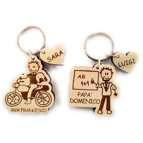 Portachiavi personalizzato in legno festa del papà - Tante varianti frta cui scegliere - nome dei figli - BABBO
