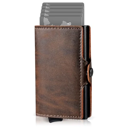 AISIR Wallet, Slim Wallet, Men's Mini Wallet with RFID, Men's Wallet with Coin Compartment (Brown), brown, Minimalist