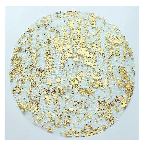 PETLAR Tovagliette Rotonde Oro, Set Tovaglietta Griglia in Lamina D'oro Sottopiatti Rotondi Resistente al Calore per Cena di Famiglia, Ristorante Occidentale, Tavola di Partito Decorazione (12 Pezzi)