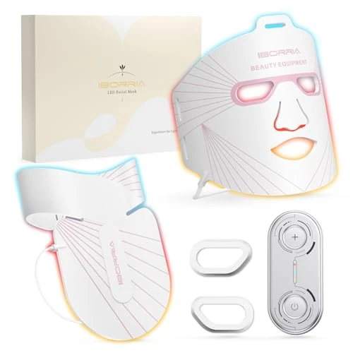 Offerta a tempo: IBORRIA Maschera Facciale LED per Viso, Collo e Décolleté, Terapia della Luce nel Vicino Infrarosso, Maschera di Bellezza in Silicone Flessibile, Trattamento Domiciliare, Cura della Pelle (Bianco) - 12% da 169.99 € a 149.99 €