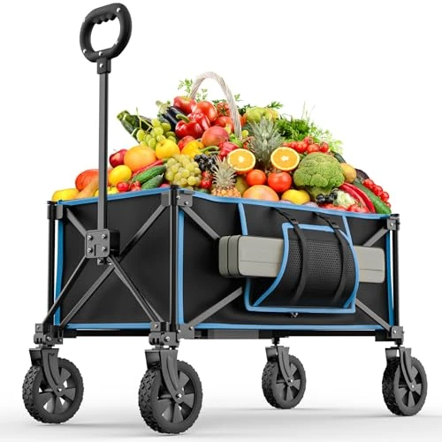 Morpilot Chariot de Transport à roulettes, Charrette Pliable avec Poignée Réglable pour Course Camping Pique-Nique BBQ Pêche Extérieur
