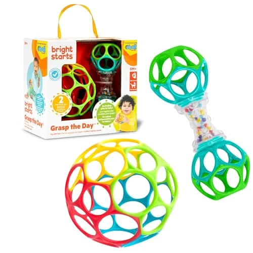 Oferta ograniczona: Bright Starts Easy-Grasp Oball Bundle zestaw prezentowy – Grasp the Day, piłka i grzechotka - zestaw 2 sztuk, nie zawiera BPA, unisex, nowożeńcy + z 34.76 PLN na 34.76 PLN (zniżka 0%)