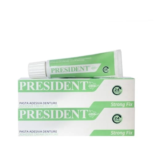 President Kit of 2 pieces of adhesive paste teeth. Strong fixation of dentures, quick grip, long-lasting adhesion. Prevents food seepage, inflammation and bad breath. Does not irritate the gums - 2 x