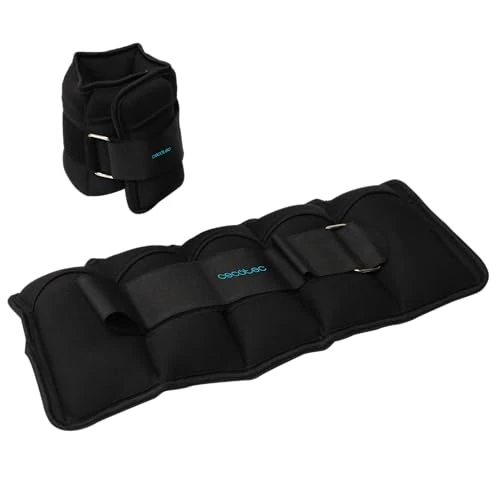Offerta a tempo: Cecotec Pesi per Caviglie e Polsi Regolabili Drumfit AnkleBell 1000 Neo, Set di 2 Cavigliere Regolabili con Velcro, Peso di 1 kg / 2 kg / 2,5 kg, Riempite di Sabbia, Dimensioni 28x10x3.5 cm. - 70.7% da 33.79 € a 9.90 €