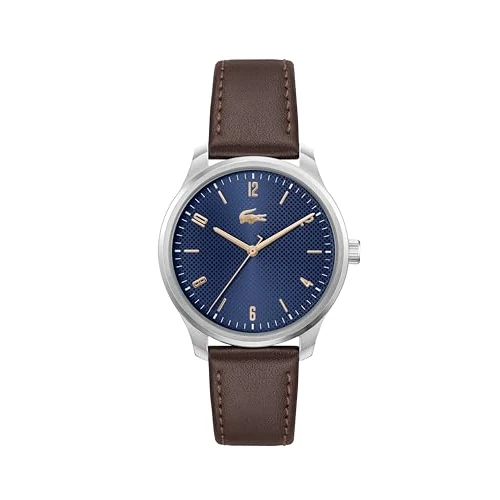 Lacoste LISBON Heren Horloge, Analoog, MARINE/BRUIN, One Size, Klassiek