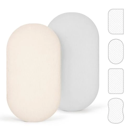 lulumoon Set di 2 lenzuola carrozzina neonato con angoli in mussola, lenzuola culla 90 x 40 cm in cotone mussolo, lenzuola lettino neonato elasticizzati per bambini (Grigio Crema)