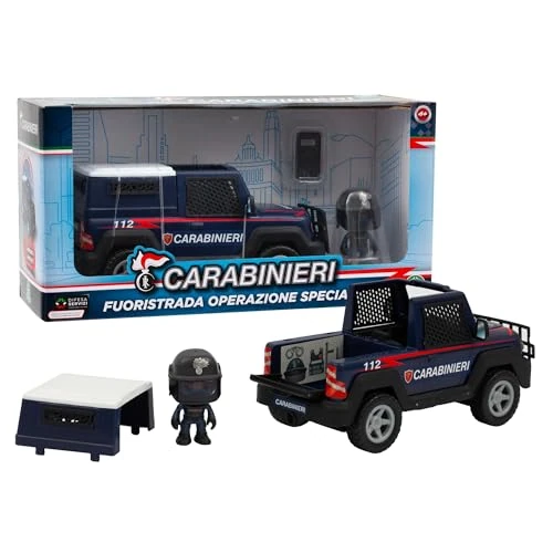 Giochi Preziosi Carabinieri - Set Jeep e Personaggio Mini Action Hero Alto 7 Cm Dei Carabinieri, Veicolo Carabinieri, Furgone Giocattolo, Per Bambini A partire Dai 4 Anni