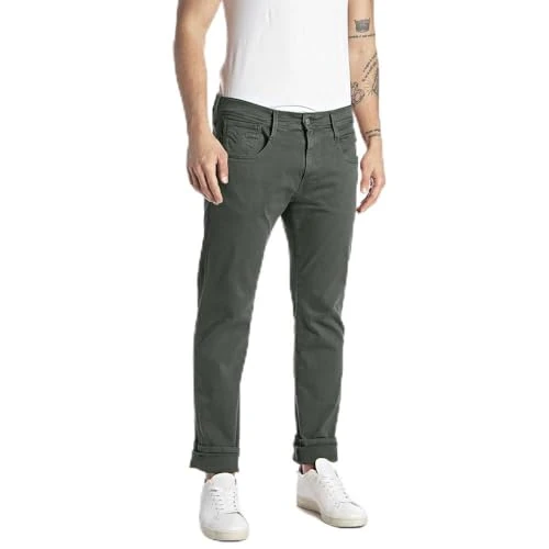 Replay Anbass Hyperflex Colour Xlite Jeans, 030 Military Green, 27W x 30L Uomo