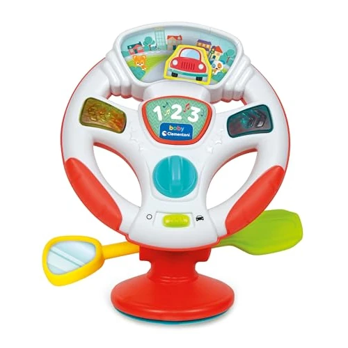 Offerta a tempo: Clementoni - Volante Giocattolo per Bambini, Gira E Guida Volante attività - Regalo Interattivo con Luci e Suoni, Gioco con Ventosa per Seggiolone per Bambini 6-36 Mesi, Batterie Incluse, 17933 - 0.00% da 19.90 € a 19.90 €