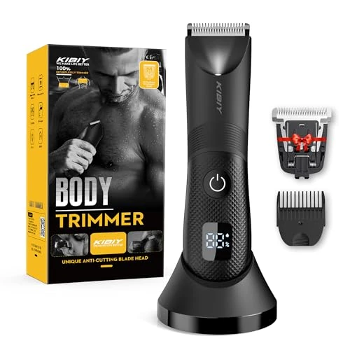 Kibiy Men's Body Electric Shaver with LED Light and Display, IPX7 Waterproof, Intimate Shaver for Men