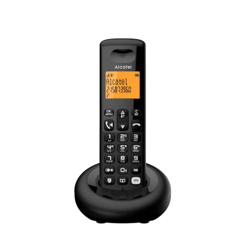 ALCATEL E260 S. Voice - Telefono fisso cordless DECT con segreteria - Design compatto - Grande display retroilluminato - Vivavoce - Funzione blocco chiamate indesiderate - Nero