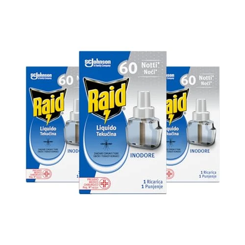 Offerta a tempo: Raid Liquido Elettrico tripla ricarica, Inodore, efficace contro Zanzare Tigre e Zanzare Comuni 60 Notti, 3 Confezioni da 36 ml - 27% da 12.39 € a 8.99 €