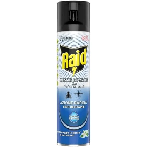 Offerta a tempo: Raid Mosche e Zanzare Spray Aqua-Base Technology, 1 Confezione da 400 ml - 21% da 4.29 € a 3.39 €