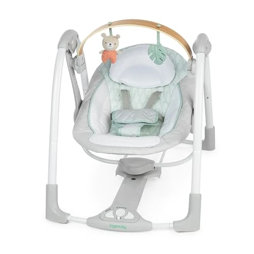 Offerta a tempo: Ingenuity, Swing 'n Go Altalena portatile Cozy Spot - Barra dei giocattoli in legno rimovibile e girevole, 6 velocità, 0-9 mesi o fino a 9 kg - 0.00% da 119.99 € a 119.99 €