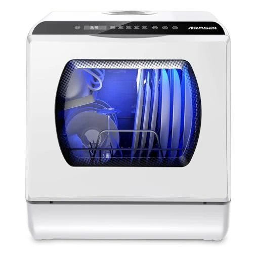Zeitlich begrenztes Angebot: AIRMSEN Mini Geschirrspüler Tischgeschirrspüler mit 5+1 Programme 5L Wassertank, 2 Wege Wasserversorgung, Touch Control & LED-Display, Geeignet für Hausküchen, Wohnungen, Schlafsäle (Weiß) von 299.99 € auf 259.99 € (13% Rabatt