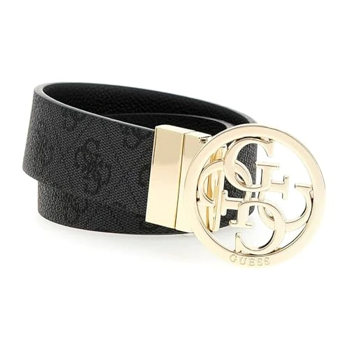 GUESS Gürtel Noelle Nolana Belt W85 Coal Logo dunkelgrau schwarz kürzbar wendbar