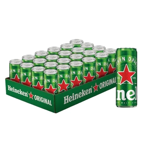 Offerta a tempo: Birra Heineken, Cassa con 24 Lattine da 33cl, Birra Lager a Bassa Fermentazione, Gusto Fine ed Equilibrato, Gradazione 5,0% Vol - 20% da 28.56 € a 22.85 €