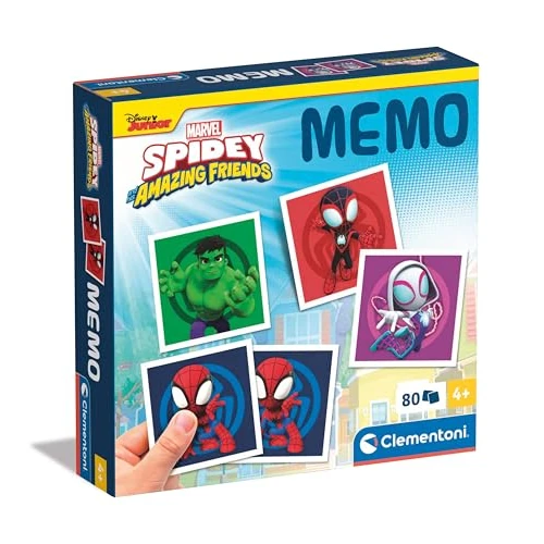Clementoni Lernspiel Memo Marvel Spidey und seine erstaunlichen Freunde 80 Fliesen - Für Kinder 4 Jahre, Made In Italy 18304
