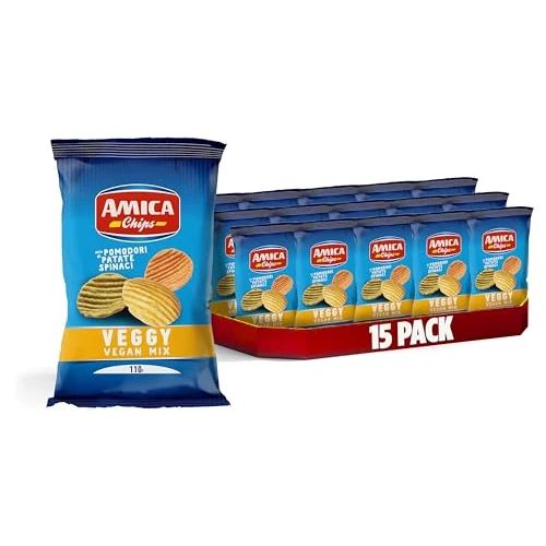 Offerta a tempo: AMICA Chips | Patatine Veggy Vegan Mix, Mix di Pomodori, Patate e Spinaci, Patatine Vegane, 15 Pezzi x 110 gr - 0% da 39.90 € a 39.90 €
