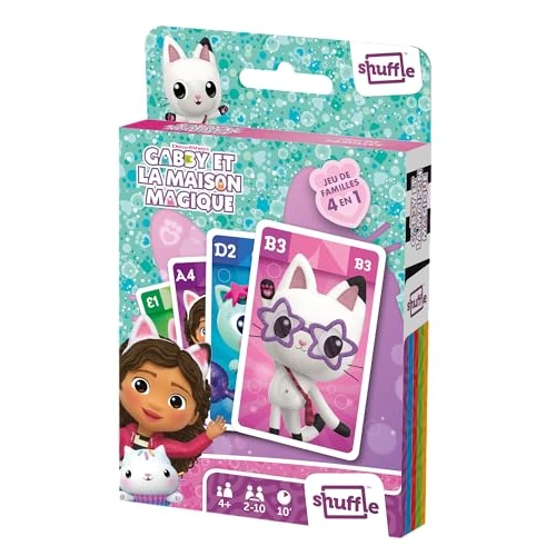 Oferta limitada: Shuffle – Gabby y la Casa Mágica – 4 Juegos en 1-7 familias, Pares, acción y batallas – Juego de Cartas para niños y familias – a Partir de 4 años de 9.18 € a 4.99 € (ahorro 46%)