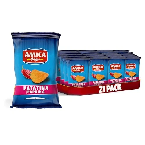 Offerta a tempo: AMICA Chips | La Patatina Gusto Paprika, Snack Senza Glutine, Con Olio di Semi di Girasole, Aroma Naturale, 21 Pezzi x 50 gr - 32% da 22.45 € a 15.18 €