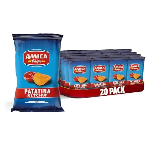 Offerta a tempo: AMICA Chips | La Patatina Gusto Ketchup, Snack Senza Glutine, Con Olio di Semi di Girasole, Aroma Naturale, 20 Pezzi x 100 gr - 56% da 25.10 € a 10.99 €
