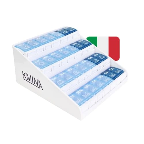 Oferta limitada: KMINA Pastillero Semanal 4 Tomas Italiano, Grande, Organizador de Medicamentos, Patentado de 19.99 € a 19.99 € (ahorro 0.00%)