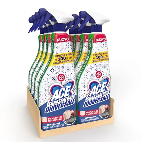 Offre limitée : ACE Spray dégraissant universel, sans javel, zéro halos, parfum de Marseille, 8 flacons de 600 ml de 23.12 EUR à 15.12 EUR (remise 35%)