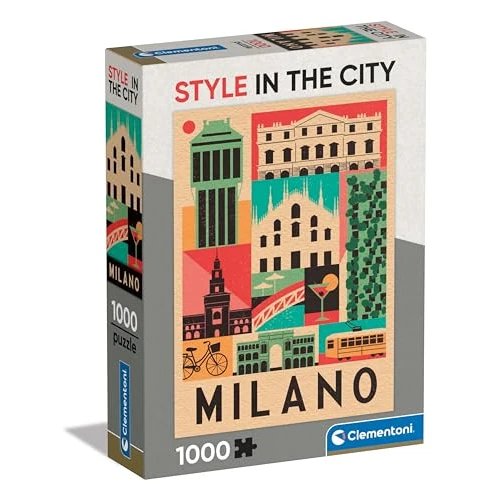 Offerta a tempo: Clementoni- Style in The City Milano-1000 Pezzi, Puzzle Città, Illustrazioni D'Autore, Verticale, Divertimento per Adulti, Made in Italy, Multicolore, 39842 - 0.00% da 13.62 € a 13.62 €