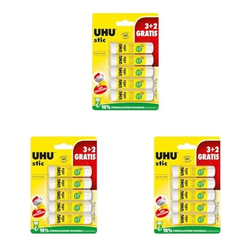 Offerta a tempo: UHU Stic 5x8.2g colla per bambini, sicura da usare per i lavoretti — 30% da 16,05 € a 11,25 €