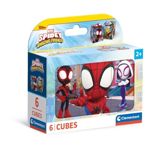 Clementoni Marvel Spidey and His Amazing Friends 6 Würfel Puzzle Kinder - Geschicklichkeitsspiel für Kinder ab 3 Jahren - Sensorik- & Motorikspielzeug 40661
