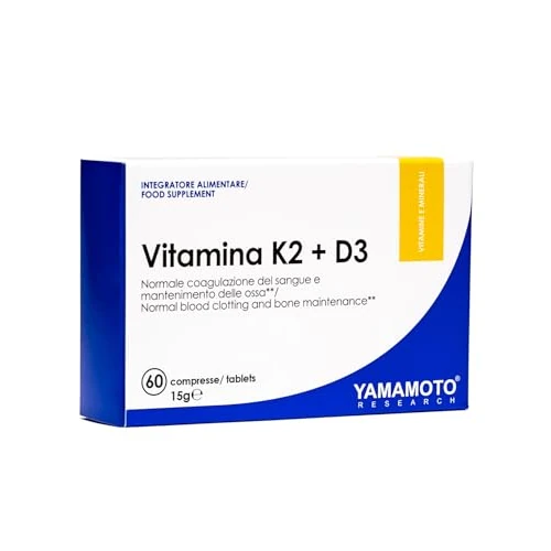 Offerta a tempo: YAMAMOTO RESEARCH Vitamina K2 e D3 60 Compresse, Integratore Alimentare a base di Vitamina K2 e Vitamina D3 ad Alto Dosaggio, Supporta la Salute di Ossa e Denti - 16% da 22.90 € a 19.15 €
