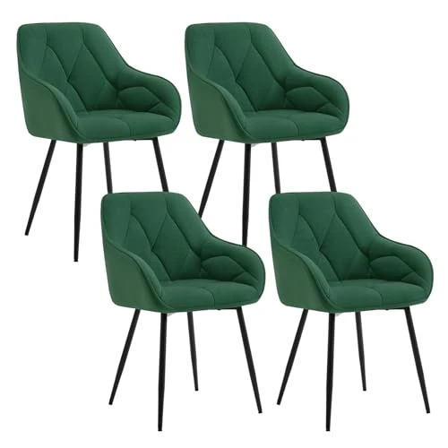 Oferta limitada: WOLTU Juego de 4 Sillas de Comedor,Silla de Cocina con Respaldo Medio,Asiento de Terciopelo,Patas metálicas,Ideal para salón,Dormitorio,Comedor y Cocina,Verde Oscuro de 259.99 € a 237.49 € (ahorro 9%)