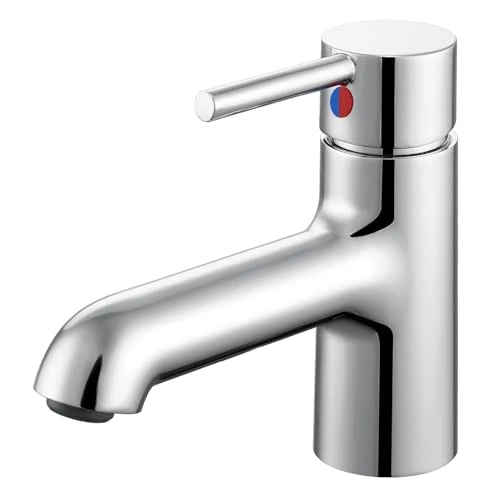 Auralum Bateria łazienkowa, wysokość 134 mm, jednouchwytowa bateria łazienkowa, uniwersalna chromowana bateria mieszająca, armatura umywalkowa do łazienki, toalety dla gości.