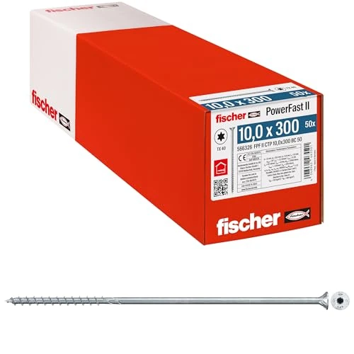 fischer 566326 CTP 10,0 x 300, 50 szt. PowerFast II wkręt do drewna, srebrny