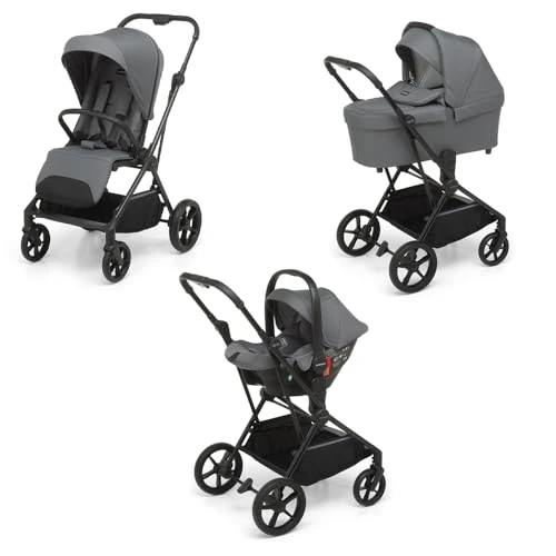 Foppapedretti Spritz I-Size, system modułowy kombinowany dla dzieci, wózek dziecięcy i fotelik samochodowy I-Size, tytan