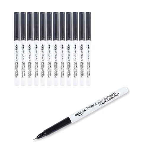 Offerta a tempo: Amazon Basics Ultra Fine Point Permanent Markers, Black, 12-Pack - 19% da 8.79 € a 7.12 €
