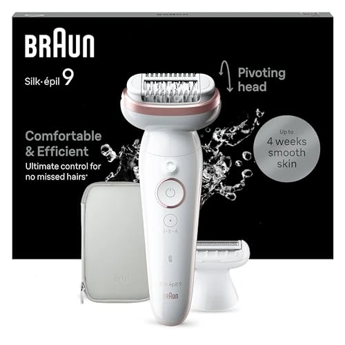 Tijdelijke aanbieding: Braun Silk·épil 9, Epilator Met Flexibele Kop Voor Eenvoudige Ontharing, Wet & Dry, Langdurig Gladde Huid, Met Scheerkop & Trimmerkam, 9-030, Wit/Flamingo van 75.00 € naar 75.00 € (0.0% korting)