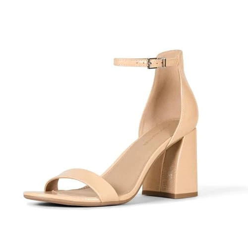 Amazon Essentials Women's High-Heel Nola, Beige Patent, 7 UK