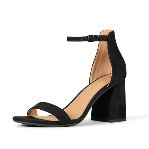 Offerta a tempo: Amazon Essentials Sandalo con Tacco Alto a Blocco Donna, Nero Finta Scamosciato, 42 EU - 0.00% da 34.60 € a 34.60 €