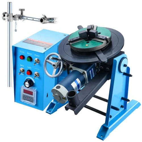 Offerta a tempo: VEVOR Posizionatore Rotante per Saldatura 50kg, Tavola Girevole per Posizionamento 0-90° 0,5-6RPM 120W, Mandrino per Tornio 12,4 Pollici Supporto Torcia Saldatura per Taglio, Rettifica, Assemblaggio - 5% da 613.90 € a 582.90 €