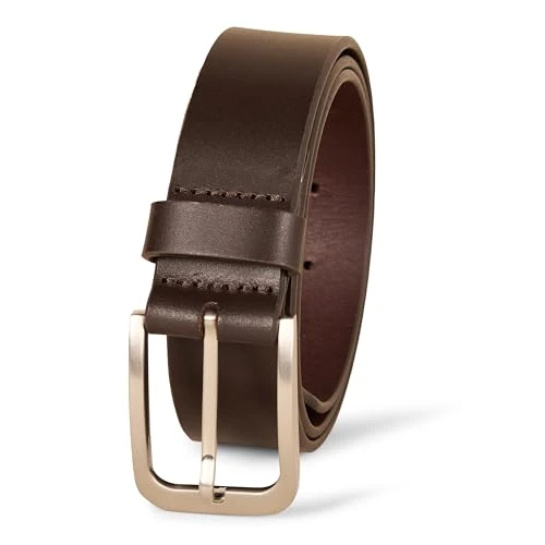 Amazon Essentials Cinturón clásico Jean en Piel Hombre, Marrón, 80