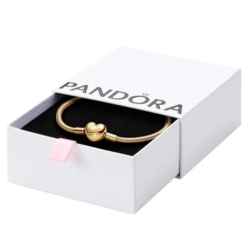 Oferta limitada: PANDORA Moments pulsera de cadena de serpiente con cierre de corazón en plata de primera ley con aleación metálica chapada en oro, compatible con Moments, tamaño: 18, 563050C00-18 de 99.00 € a 95.04 € (ahorro 4%)